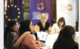 En un encuentro enmarcado en las actividades por el 25 de noviembre, mujeres indígenas comparten un espacio de análisis.