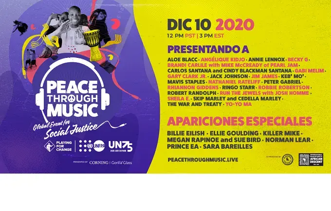 Playing for Change y el Fondo de Población de las Naciones Unidas defienden los derechos humanos con el lanzamiento especial de 'peace trough music’, un evento virtual global para la justicia social