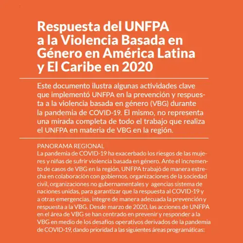 Respuesta del UNFPA a la Violencia Basada en Género en América Latina y El Caribe en 2020